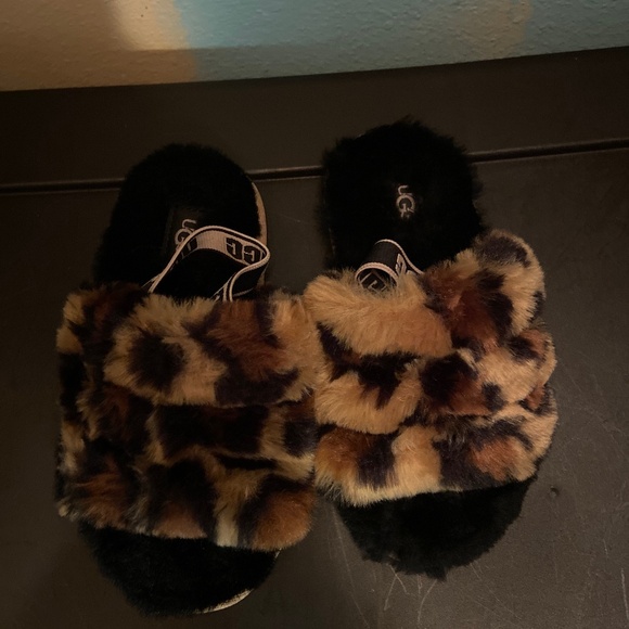 UGGBABY FLUFF YEAH SLIDE PANTHER PRINT - BUTTERSCOTCH